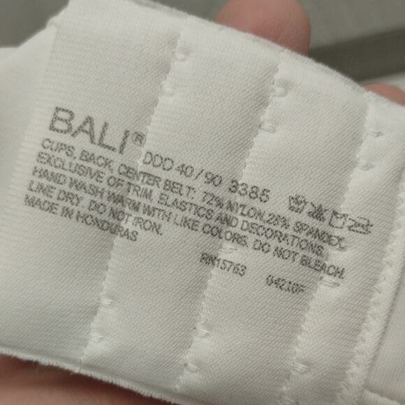 Bali Size 40DDD Minimizer Underwire Bra White Floral Lace Full Coverage 3385 NWT - Picture 4 of 6